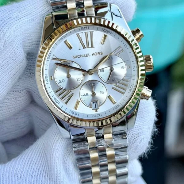 Michael Kors Lexington Chronograph MK5955 Silver Dial Two-Tone 38mm Quartz Ladies