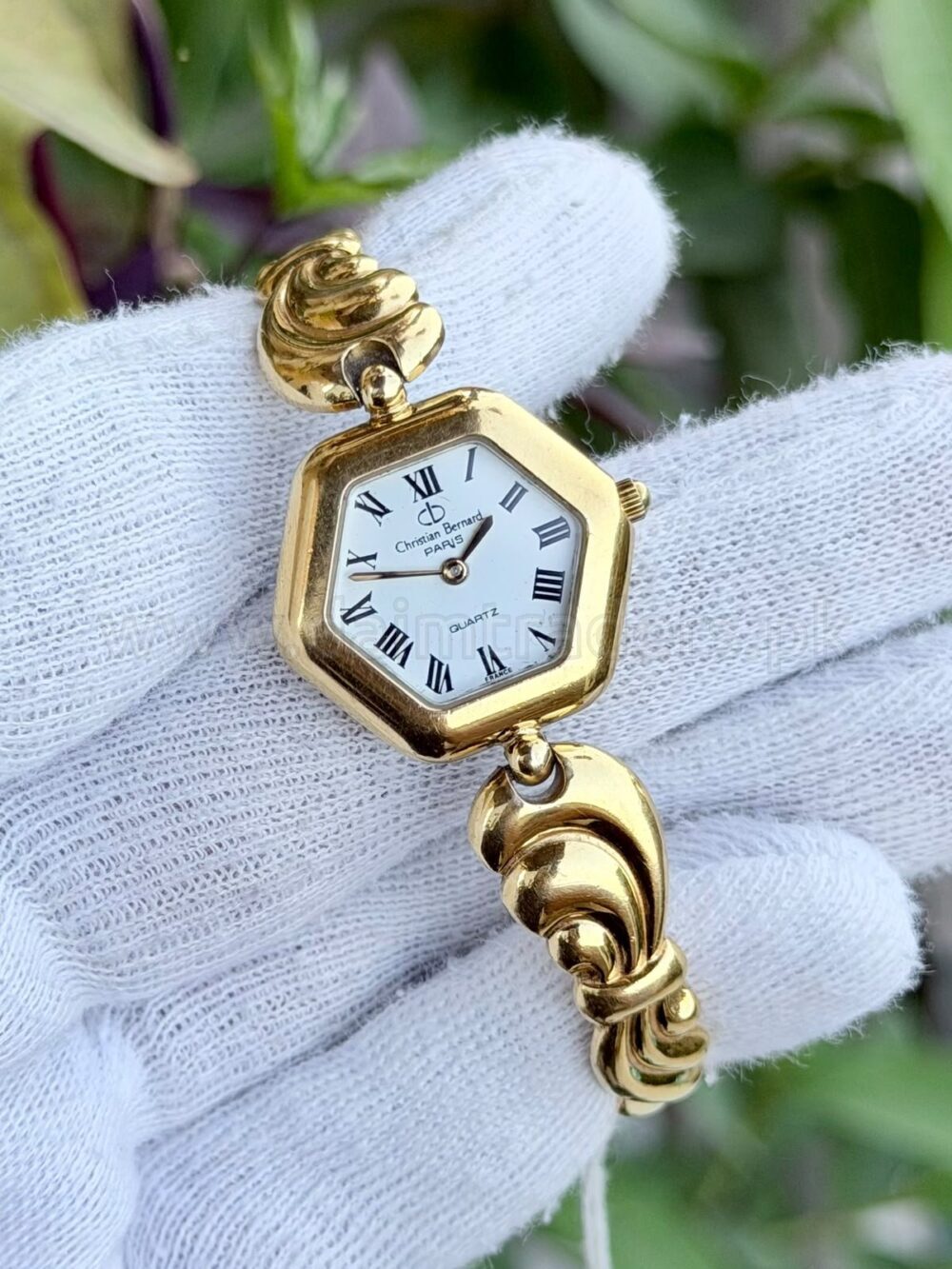 Christian Bernhard Christian Bernard Paris Hexagonal Gold Plated Quartz France Ladies