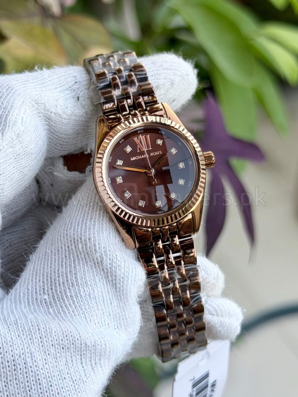 Michael Kors Lexington MK4844 Chocolate Dial Rose Gold Two-Tone 26mm Quartz Ladies