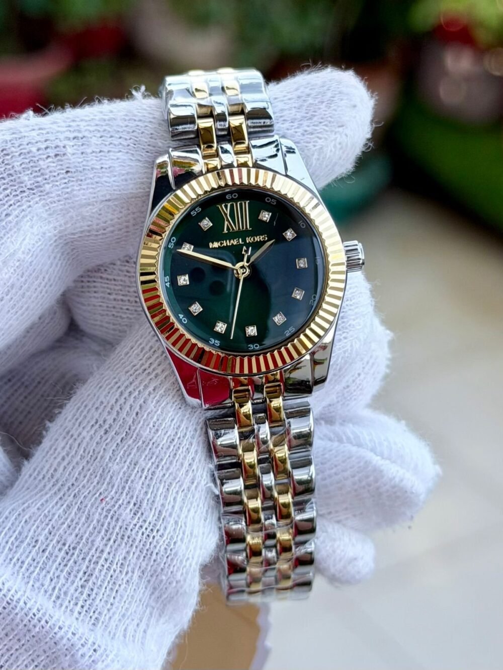 Michael Kors Lexington MK4986 Green Dial Two-Tone 32mm Quartz Ladies