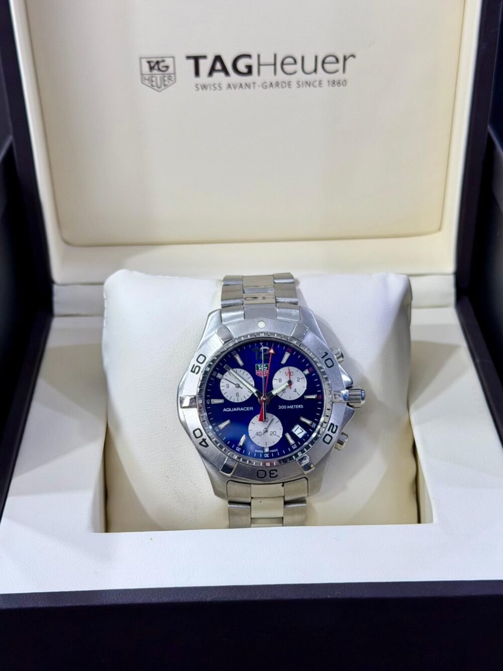 TAG Heuer Aquaracer Chronograph CAF1112 Blue Dial Quartz Swiss Mens – photo 4