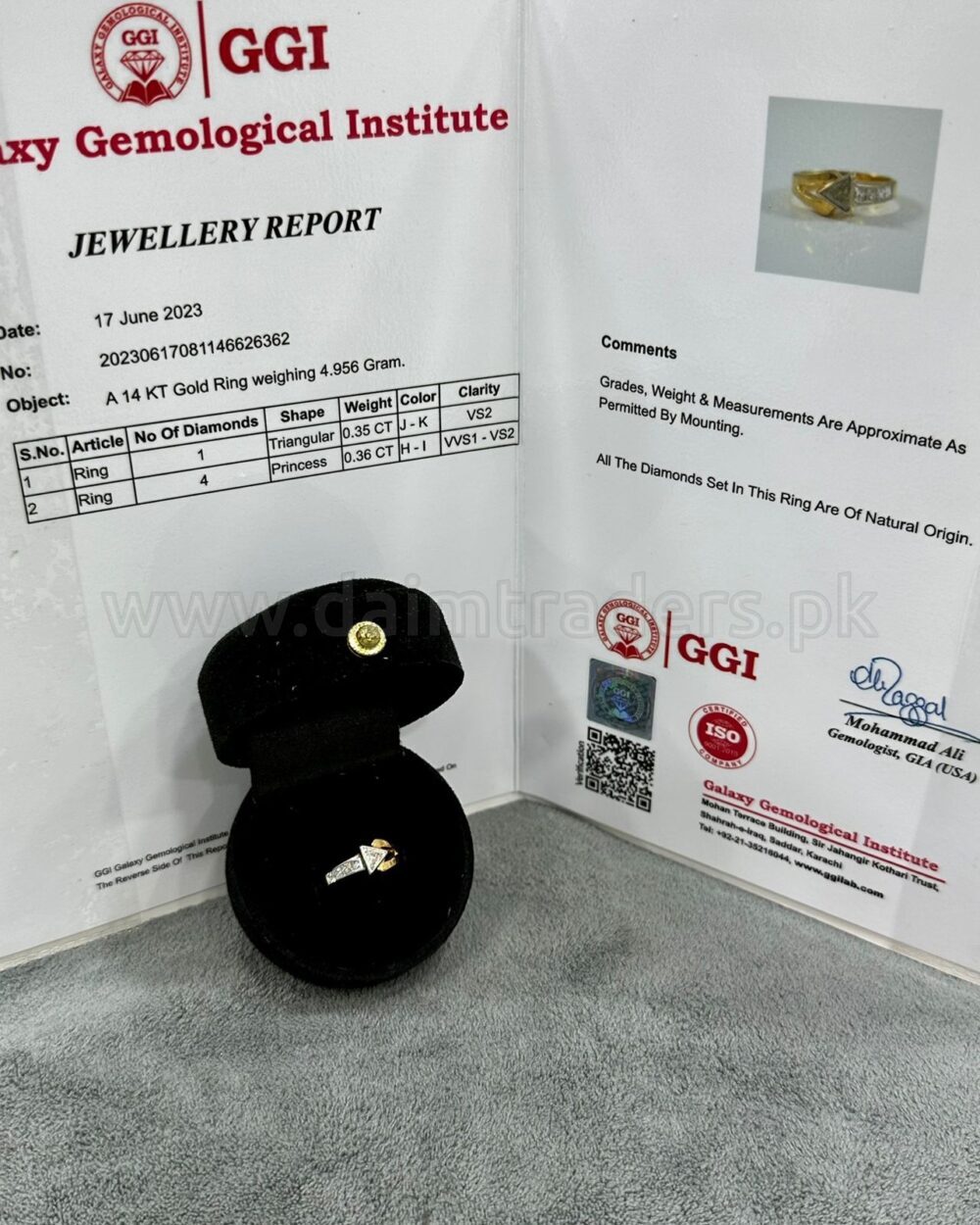 GOLD14k Ring 💍 Dubai Preloved 1x Triangular 0.35 – photo 3