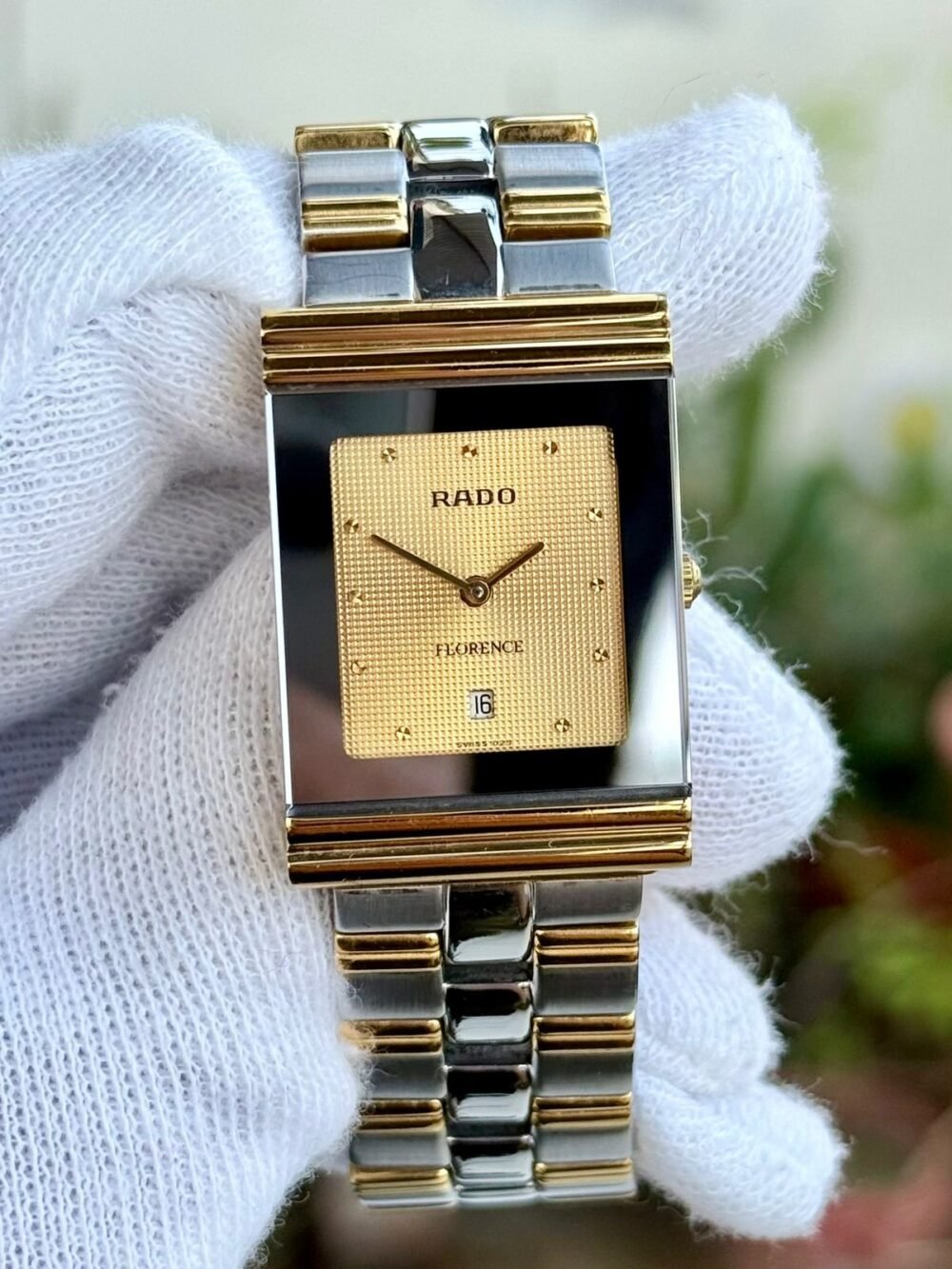 RADO Florence Tank 118.3681.2 Gold Dial Two-Tone Quartz Swiss Mens
