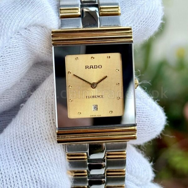 RADO Florence Tank 118.3681.2 Gold Dial Two-Tone Quartz Swiss Mens