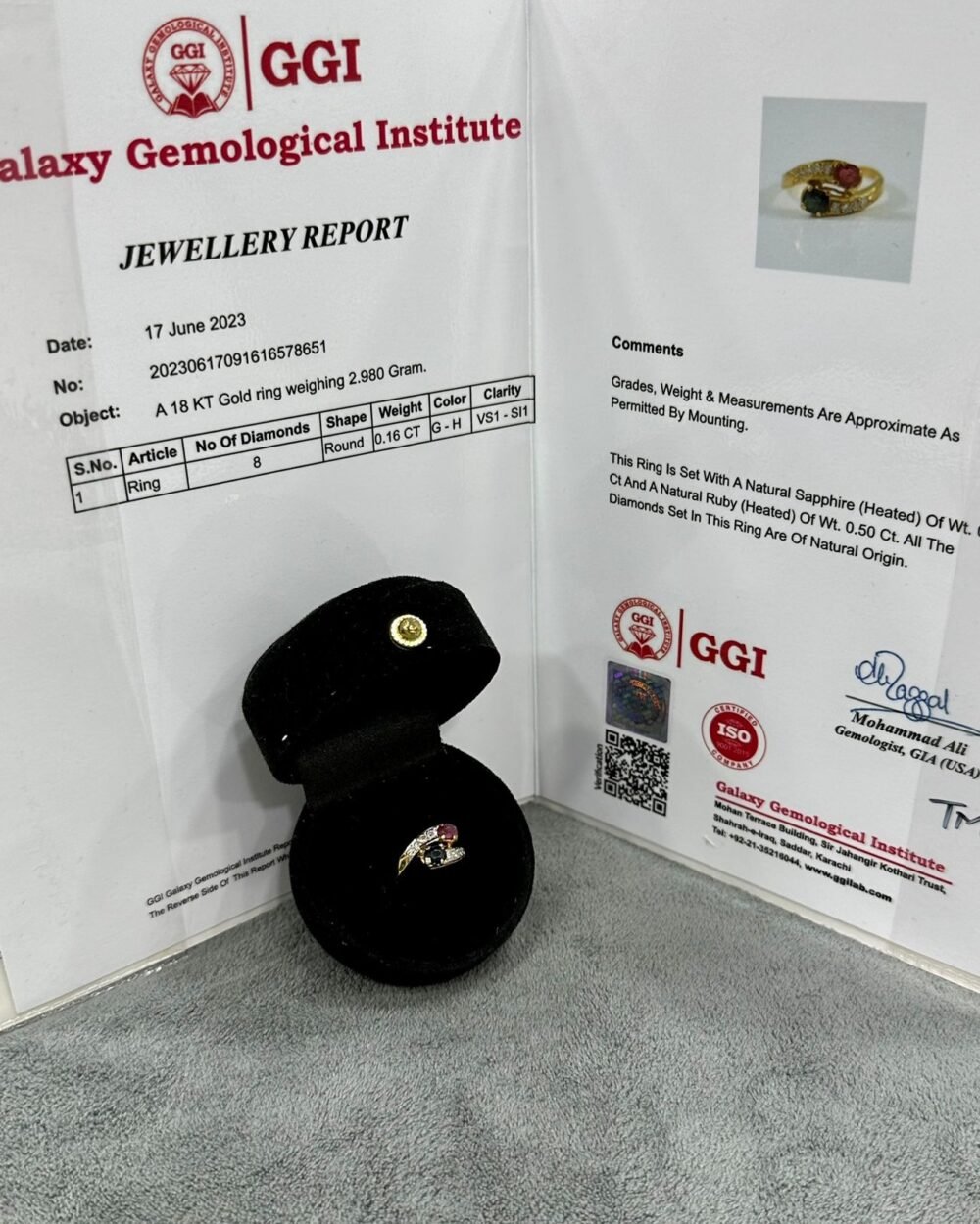 GOLD18k Ring 💍 Dubai Preloved Ruby 0.5 Sapphire – photo 2