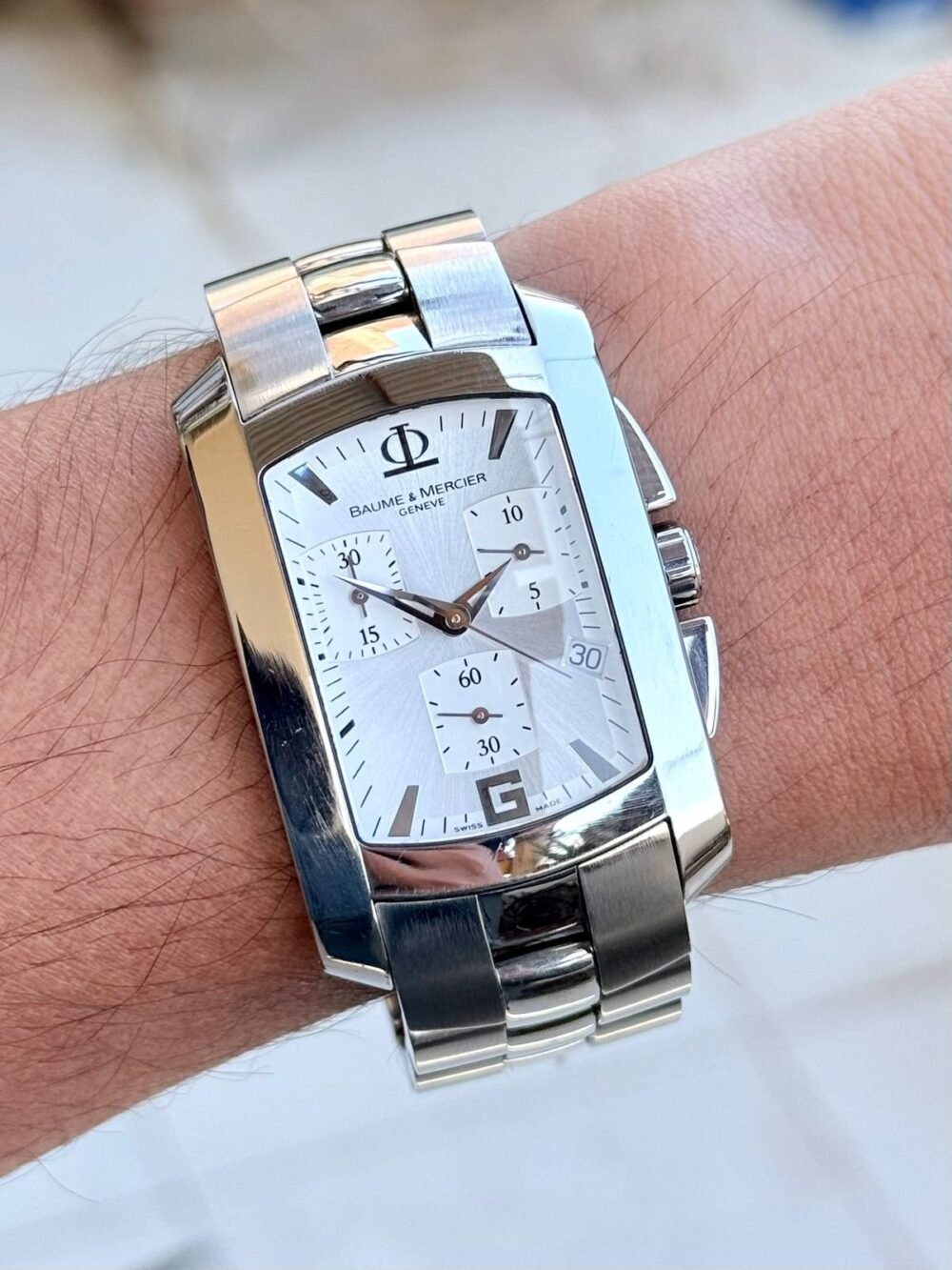 Baume & Mercier Hampton Milleis Chronograph MOA08444 White Dial XL Quartz Swiss Mens – photo 2