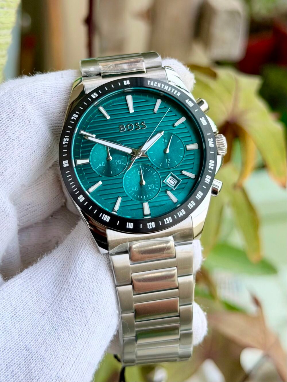 Hugo Boss Strike Chronograph 1514241 Teal Dial Steel 41mm Quartz Mens