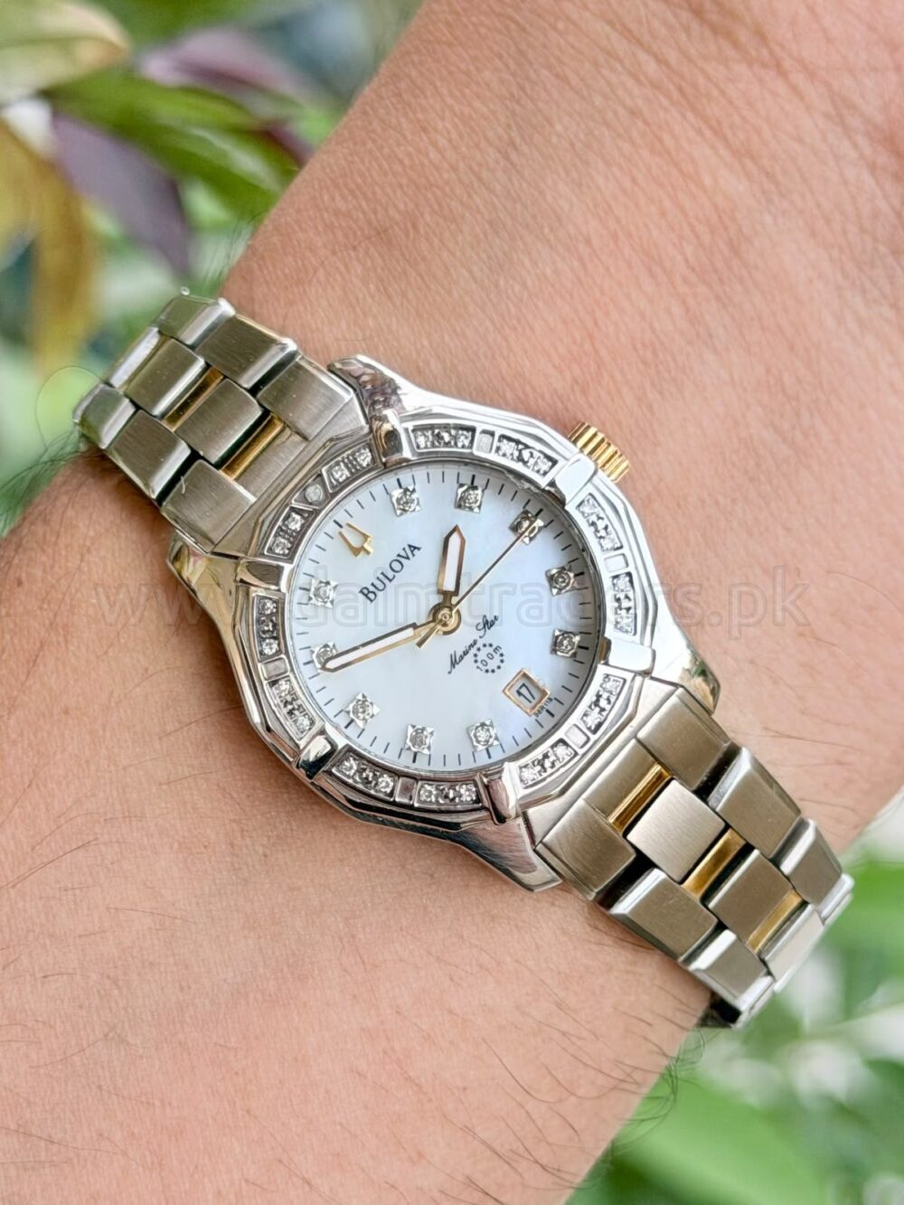 BULOVA Marine Star Diamond 98R118 Mother of Pearl Dial Two-Tone Quartz Ladies – photo 3