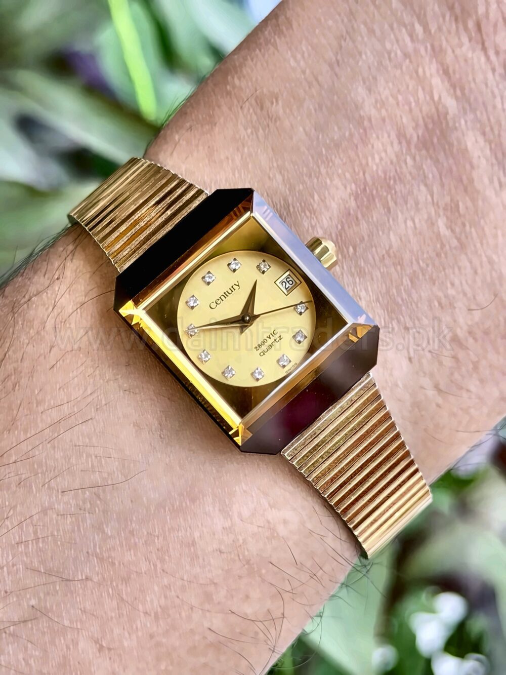 CENTURY Time Gems 2800 VIC Sapphire Case Gold Diamond Dial Quartz Swiss Womens – photo 2