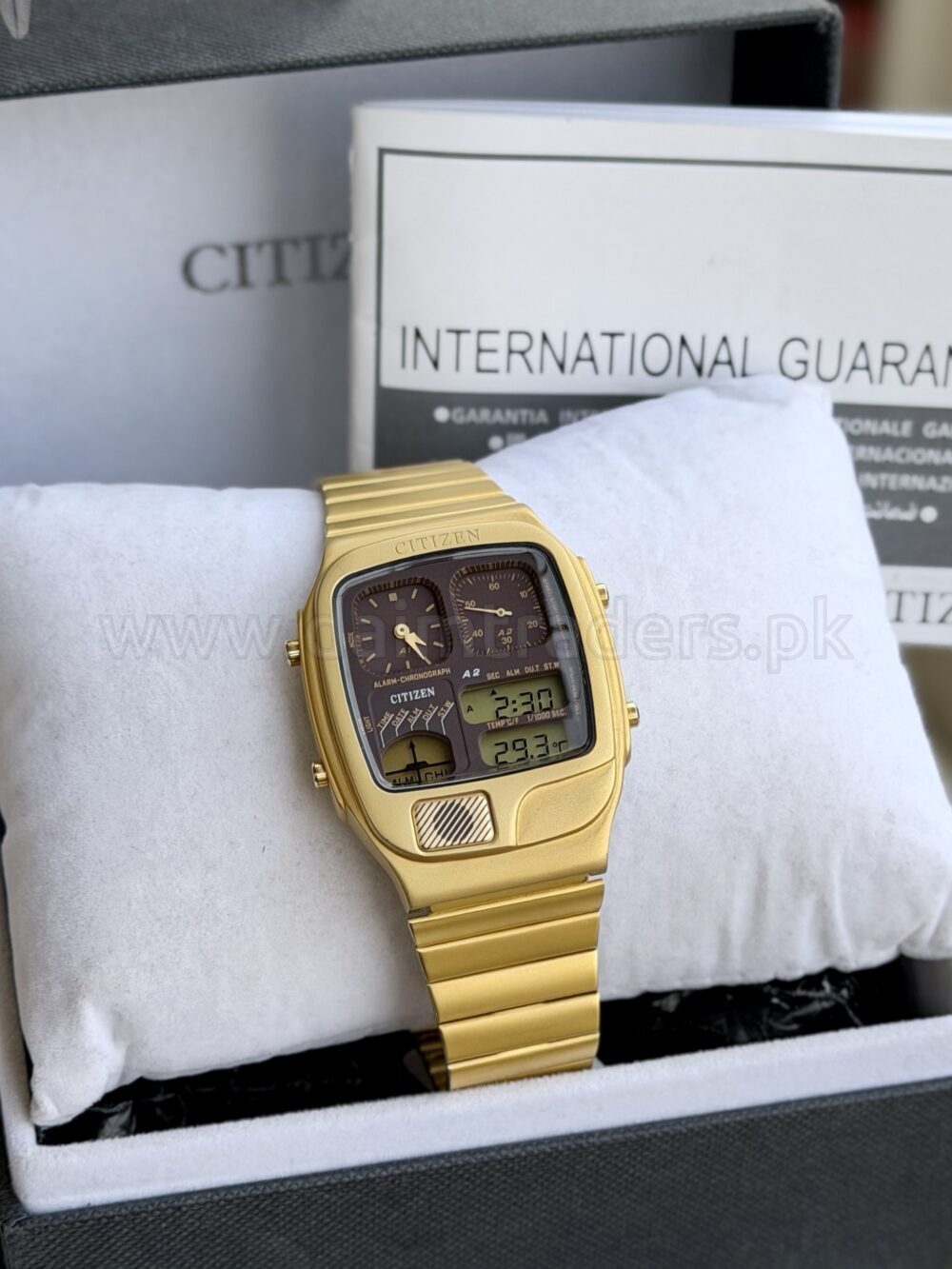 CITIZEN Ana-Digi Temp JG2012-50W Brown Dial Gold-Tone Quartz Japan Mens – photo 4