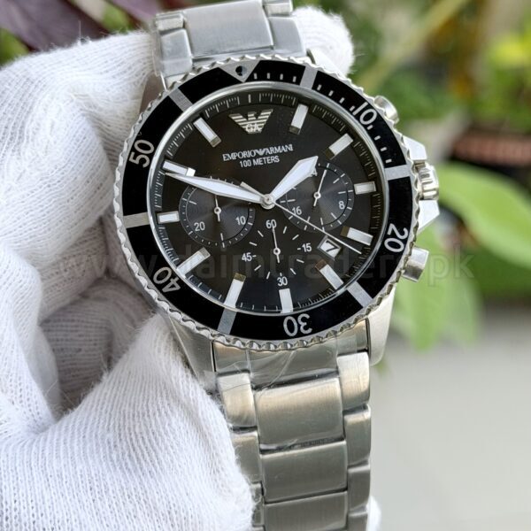 Emporio Armani Diver Chronograph AR11360 Black Dial Steel 43mm Quartz Mens