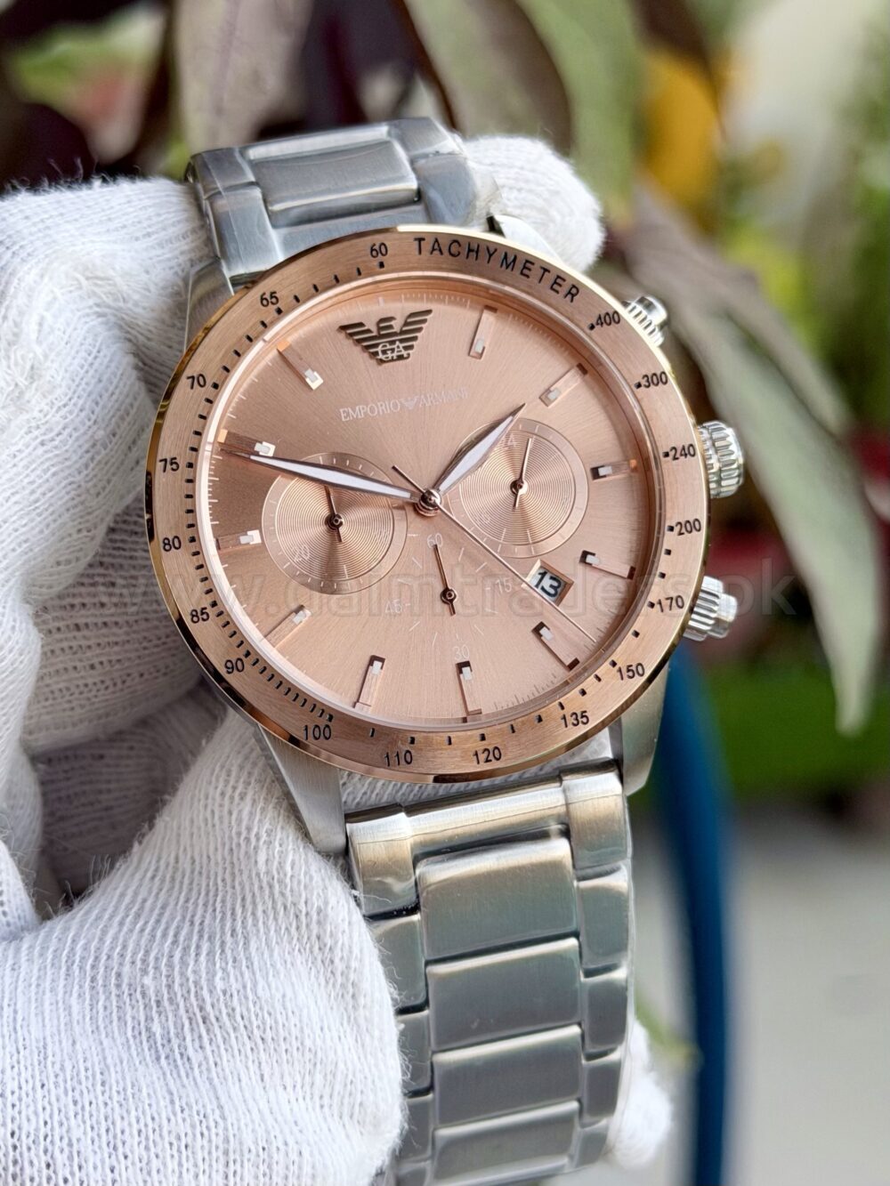 Emporio Armani Mario Chronograph AR11352 Rose Gold Dial Steel Quartz Mens