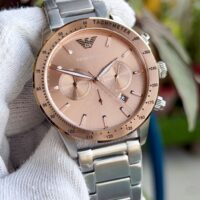 Emporio Armani Mario Chronograph AR11352 rose gold dial tachymeter bezel