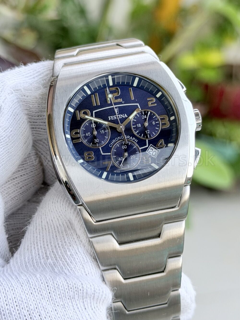FESTINA Chronograph F16102/7 Blue Dial Tonneau Steel Quartz Mens