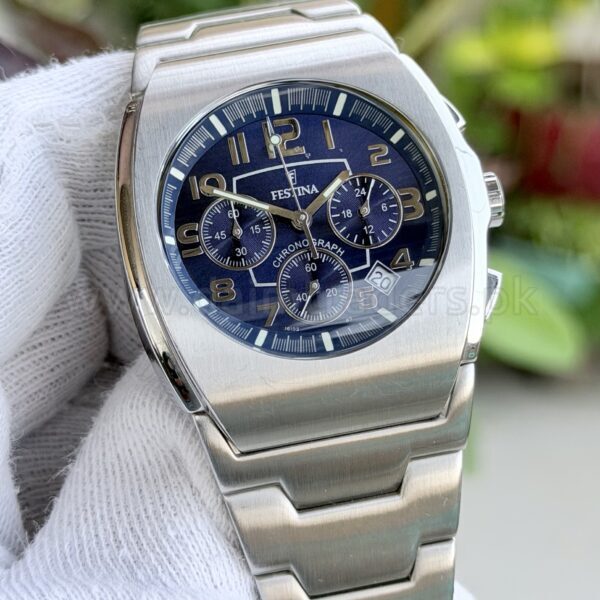 FESTINA Chronograph F16102/7 Blue Dial Tonneau Steel Quartz Mens