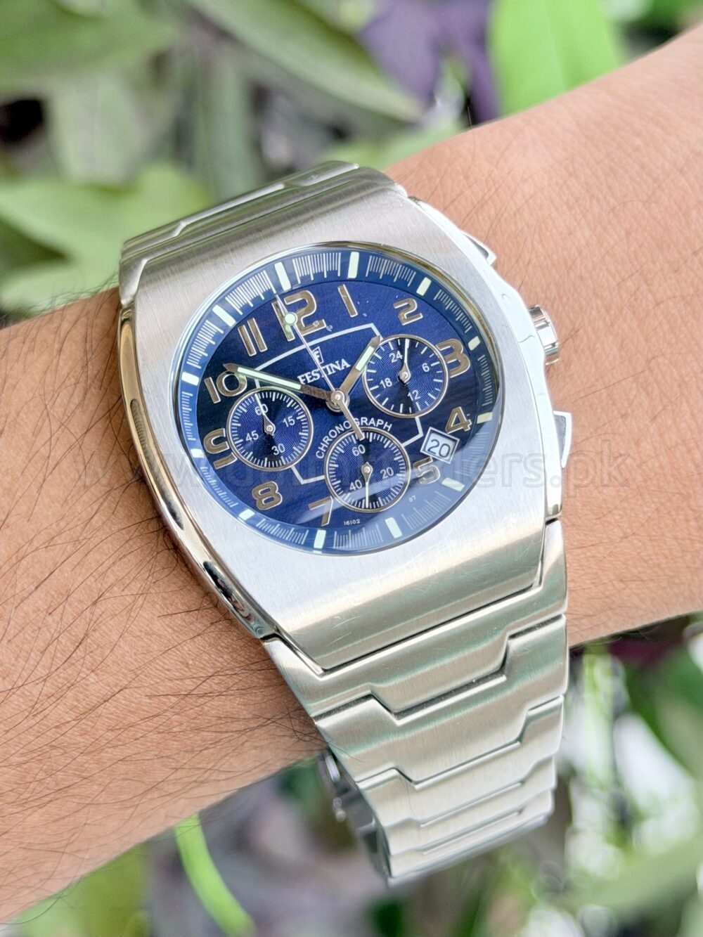 FESTINA Chronograph F16102/7 Blue Dial Tonneau Steel Quartz Mens – photo 2