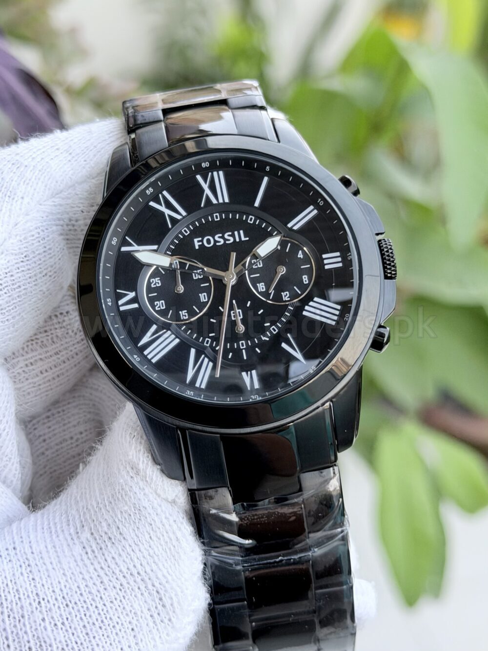 Fossil Grant Chronograph FS4832 Black Dial Black Steel 44mm Quartz Mens