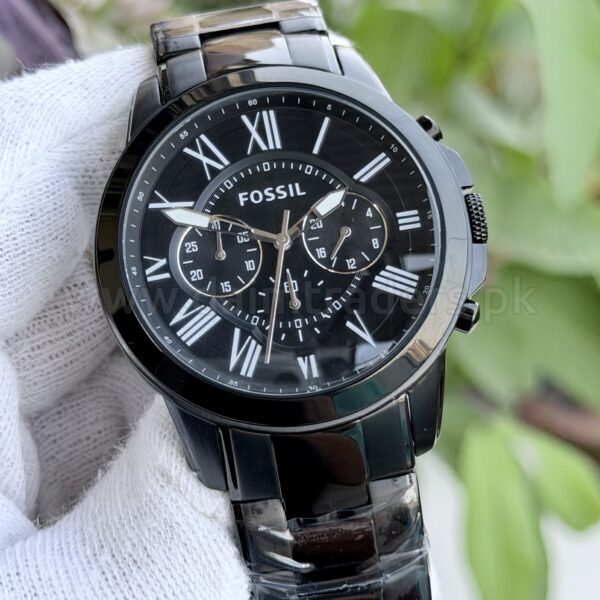 Fossil Grant Chronograph FS4832 Black Dial Black Steel 44mm Quartz Mens