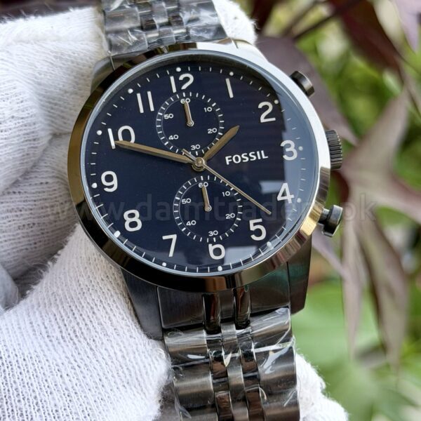 Fossil Townsman Chronograph FS4894 Dark Blue Dial Smoke Steel 44mm Quartz Mens