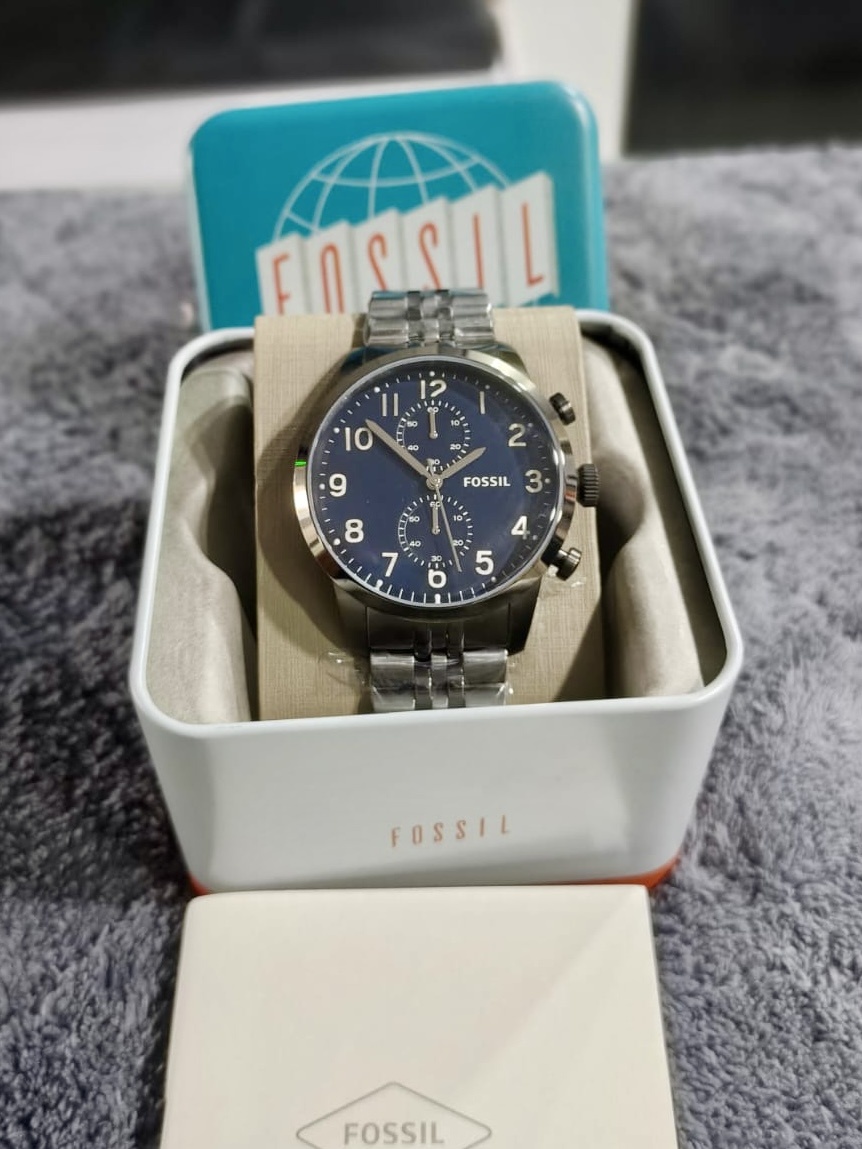 Fossil Townsman Chronograph FS4894 Dark Blue Dial Smoke Steel 44mm Quartz Mens – photo 2