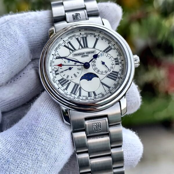 Frederique Constant Classics Business Timer Moonphase FC-270M4P6B White Roman Dial 40mm Quartz Swiss Mens