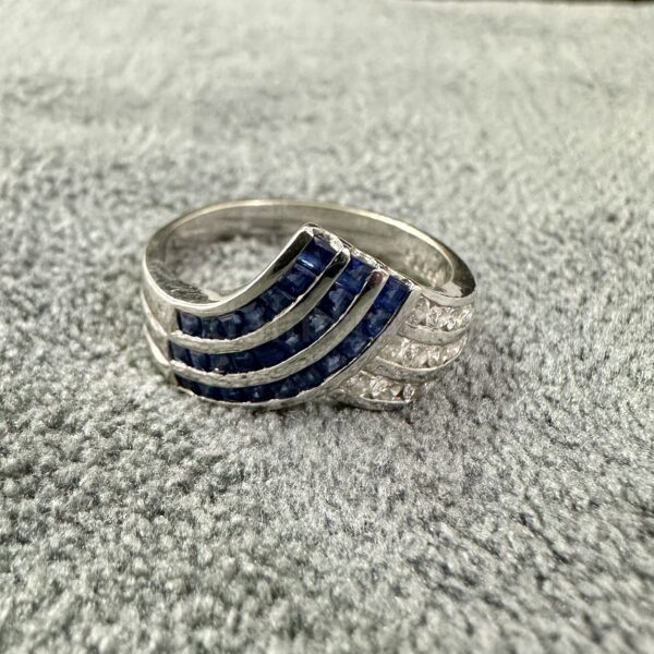 Gold 18kmRing Diamond Blue Sapphire