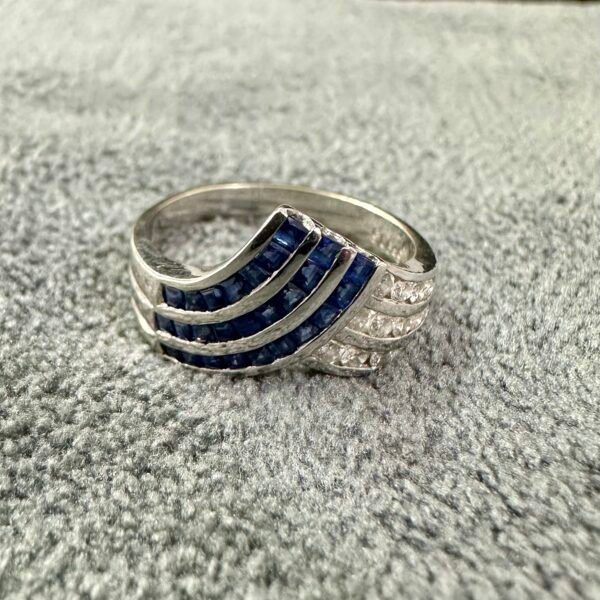 Gold 18kmRing Diamond Blue Sapphire