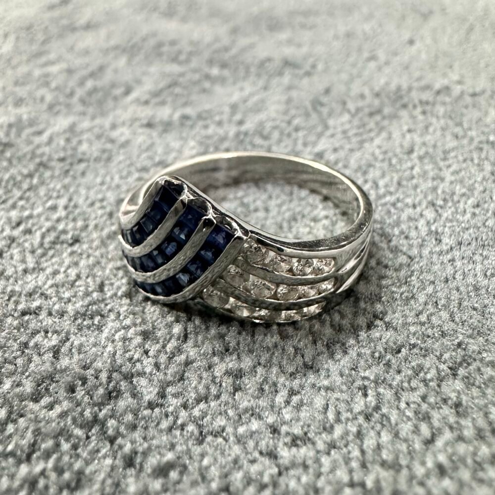 Gold 18kmRing Diamond Blue Sapphire – photo 2