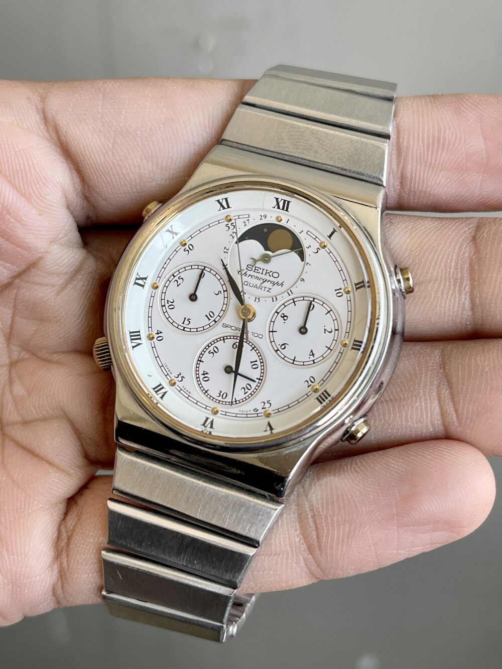 SEIKO Japan Quartz Moonphase Chronograph RARE 7A48-7000 – photo 4