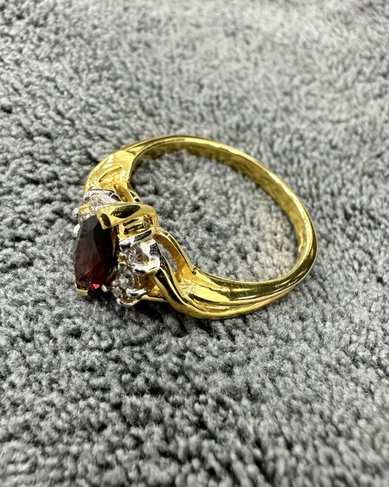 Gold14k Almandine Garnet and Diamond Ring - Image 3