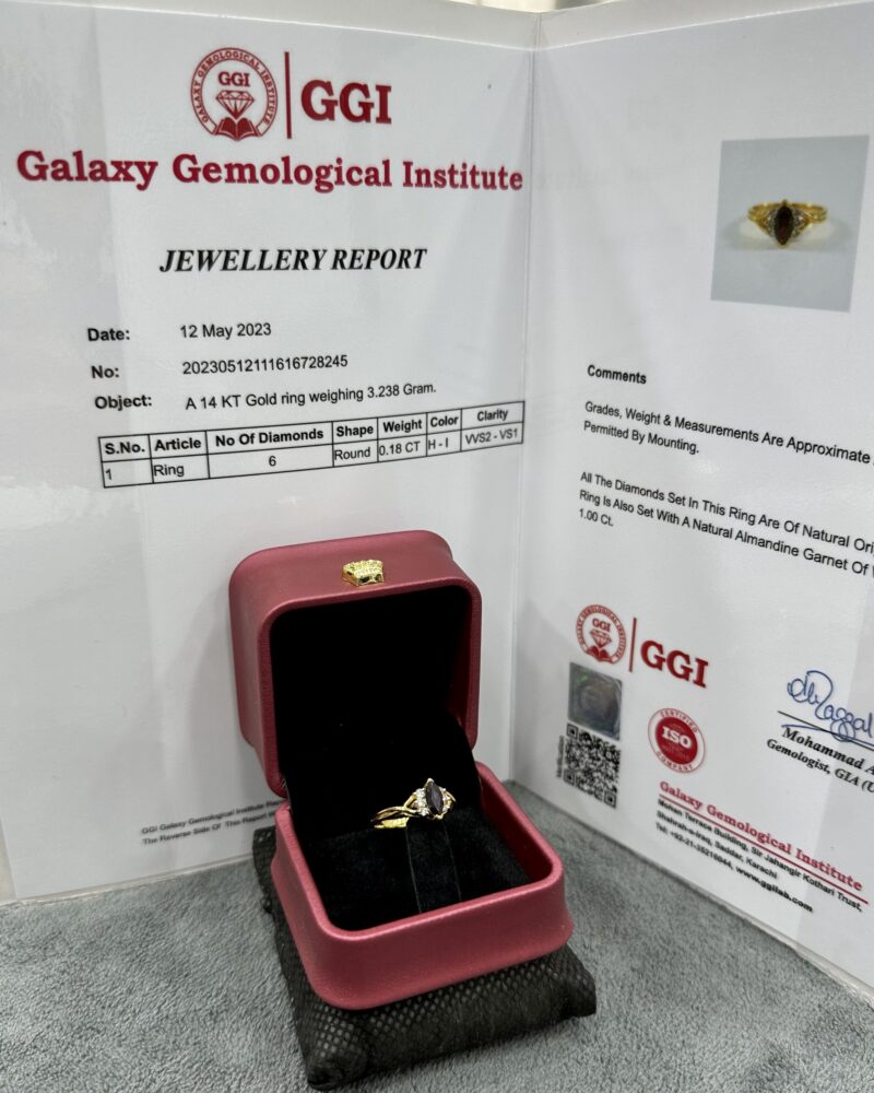 Gold14k Almandine Garnet and Diamond Ring - Image 2