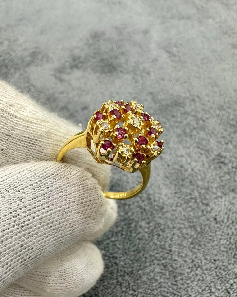 GOLD14k Ring Diamond & Rubies – photo 2