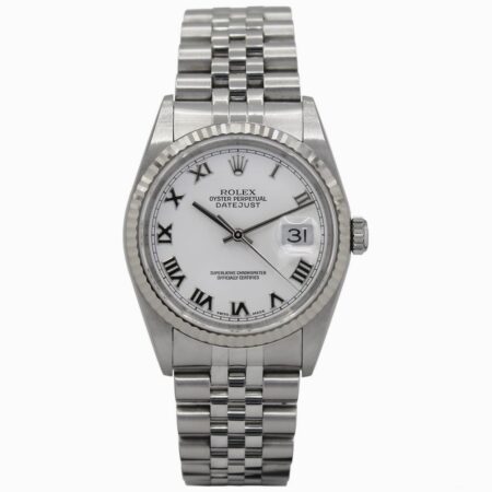ROLEX Datejust 16234 White Gold Roman 36 Swiss Mens