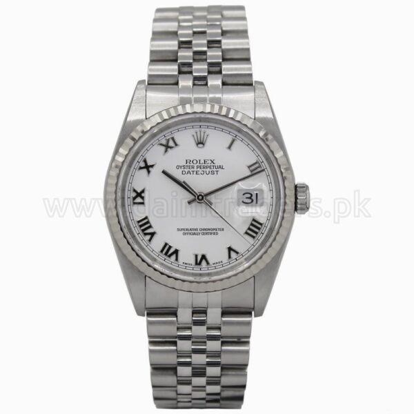 ROLEX Datejust 16234 White Gold Roman 36 Swiss Mens