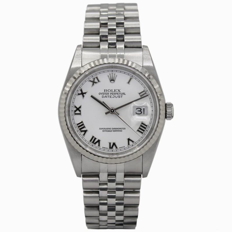 ROLEX Datejust 16234 White Gold Roman 36 Swiss Mens