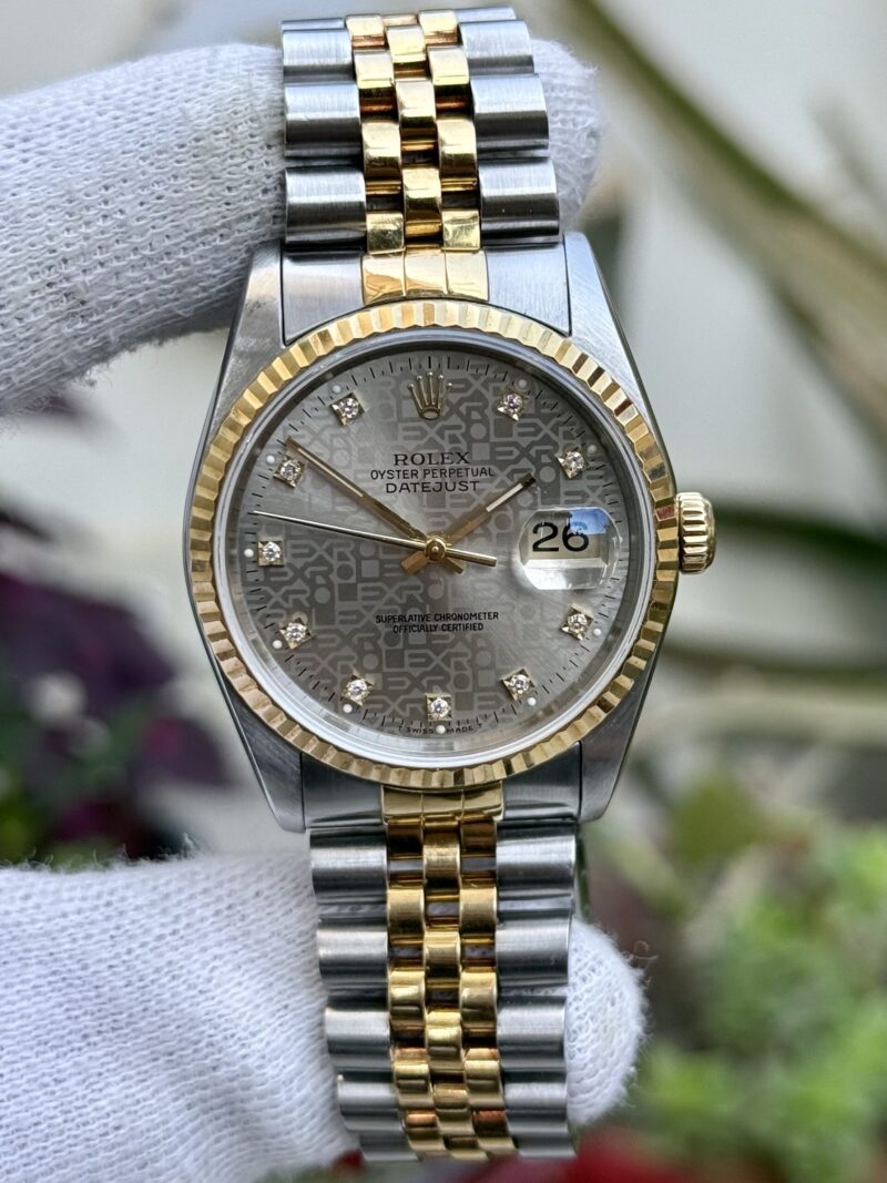 ROLEX Datejust 16233G Factory Diamond Dial Swiss Mens - Image 3