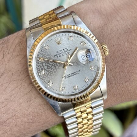 ROLEX Datejust 16233G Factory Diamond Dial Swiss Mens
