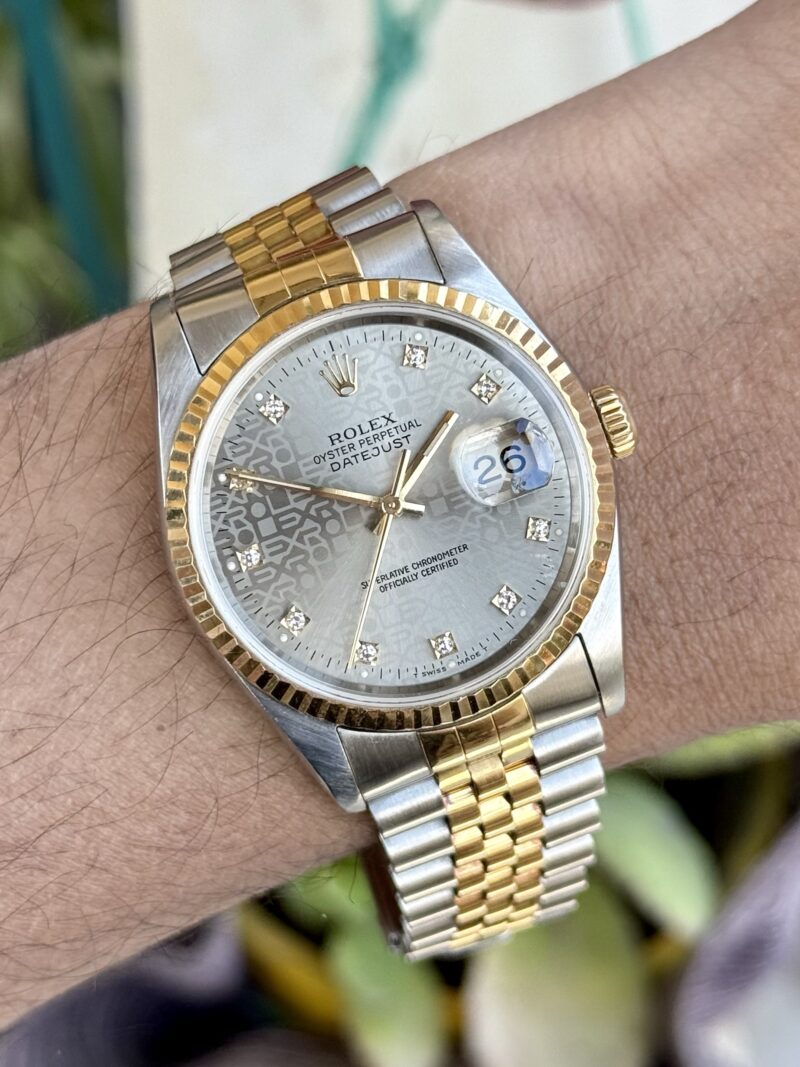 ROLEX Datejust 16233G Factory Diamond Dial Swiss Mens