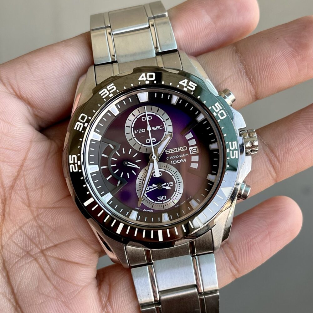 SEIKO Chronograph SNDF59P1 Purple Dial Quartz Japan Mens – photo 2