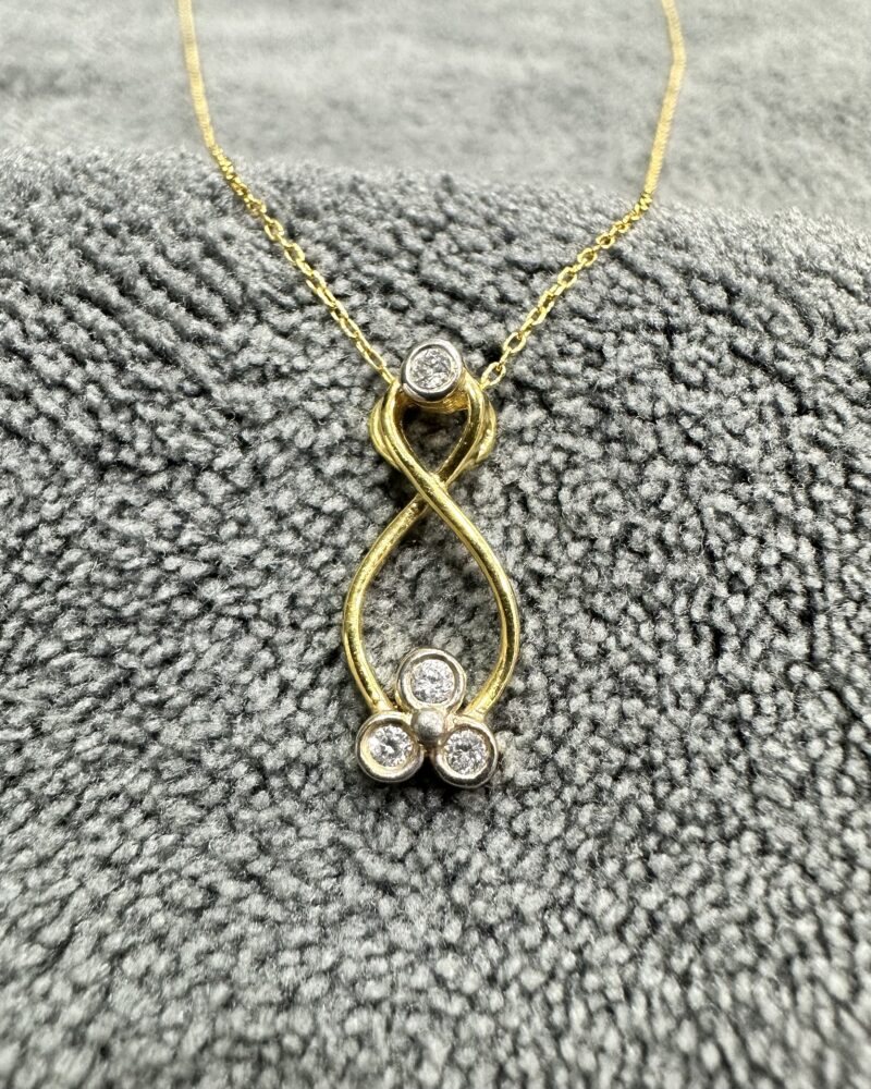 Gold14k Pendant Preloved Dubai With Chain 4x Diamonds
