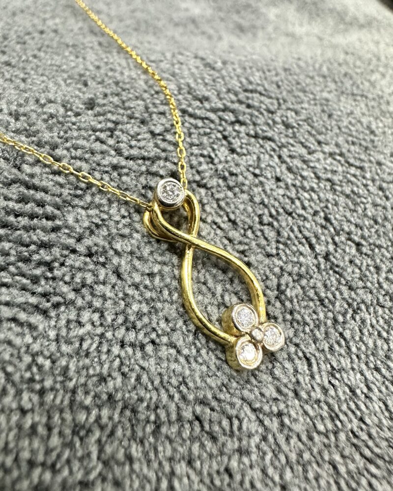 Gold14k Pendant Preloved Dubai With Chain 4x Diamonds - Image 4