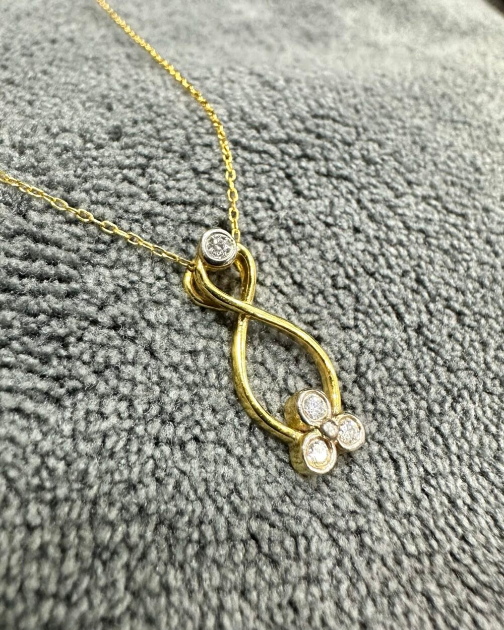 Gold14k Pendant Preloved Dubai With Chain 4x Diamonds – photo 4