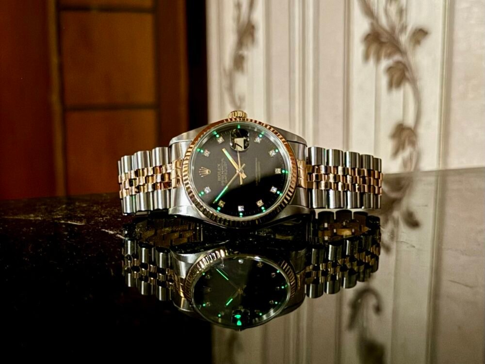 ROLEX DateJust 16233 Black Diamond Dial Swiss Mens Gold/Steel – photo 3