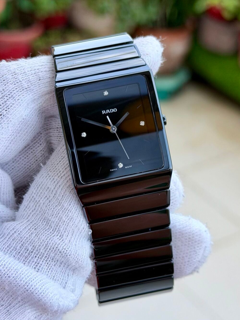 RADO Ceramica Jubile R21700702 Black Diamond Dial Quartz Swiss Mens