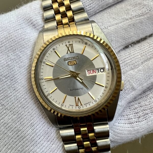Seiko 5 Japan Dual Tone Dome Glass Fluted Bezel