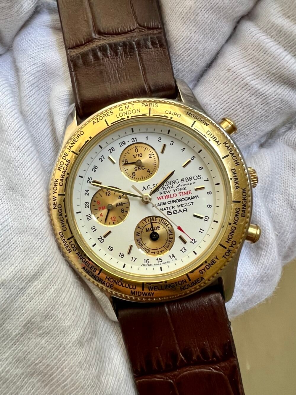 SPALDING A.G New York N94J-6A40 Multi-Function Quartz Japan Mens