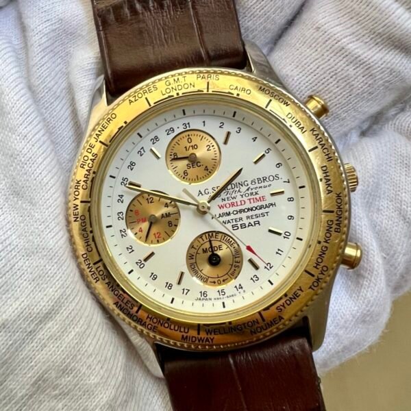 SPALDING A.G New York N94J-6A40 Multi-Function Quartz Japan Mens