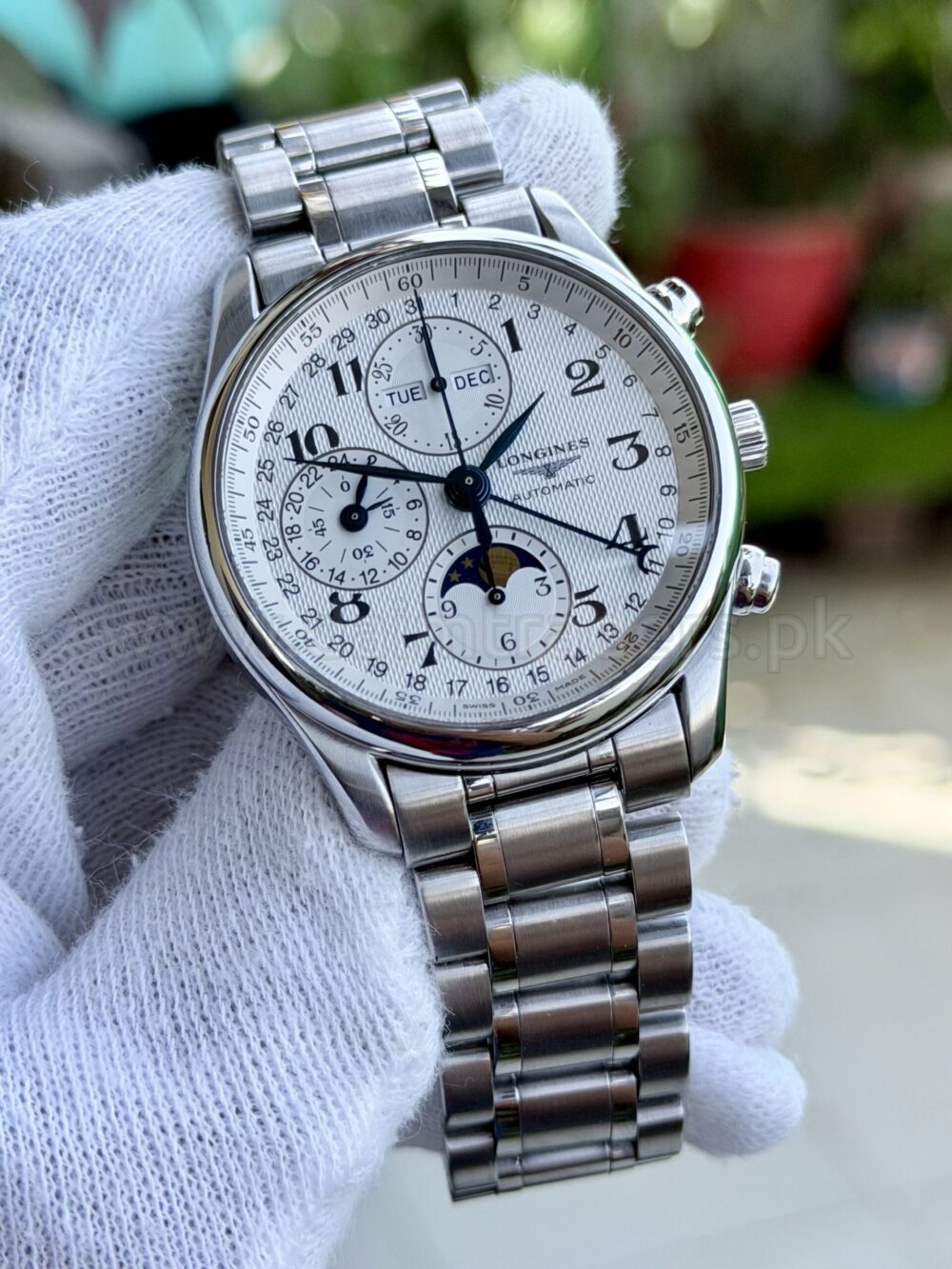LONGINES Master Collection Moonphase Chronograph L2.673.4.78.6 White Dial 40mm Steel Bracelet Automatic Swiss Mens