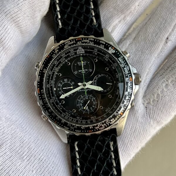 SEIKO Flightmaster 7T34-6A00 Alarm Chronograph Quartz Japan Mens