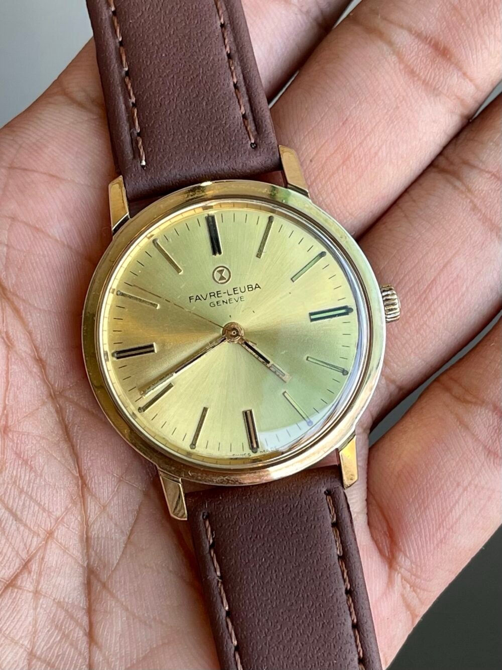 Faver Favre Leuba Swiss Mens Handwind Gold Plated